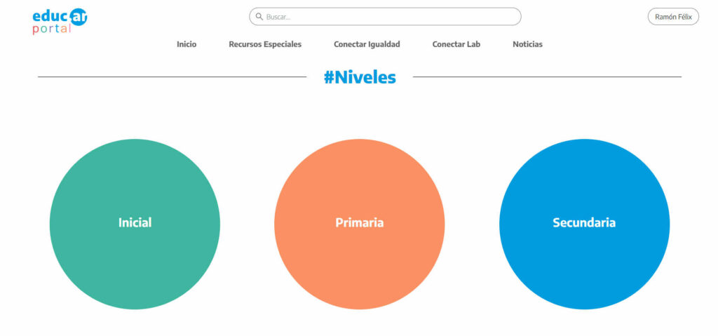 Captura de la sección 'recursos especiales' del sitio 'educ.ar'